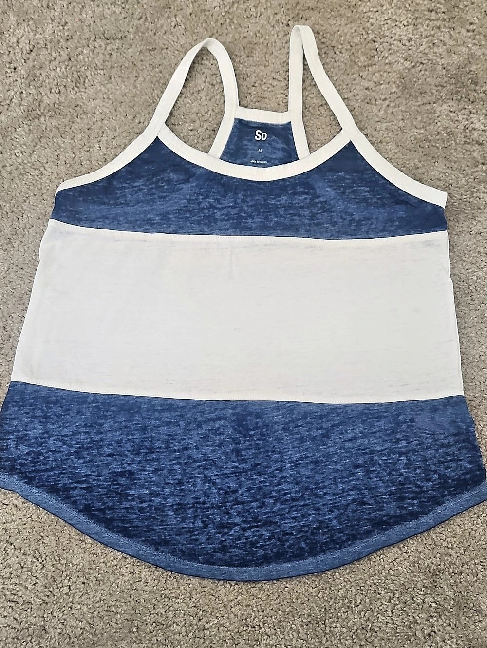 So Color Block Tank Top in Blue & White Size Medium Like New